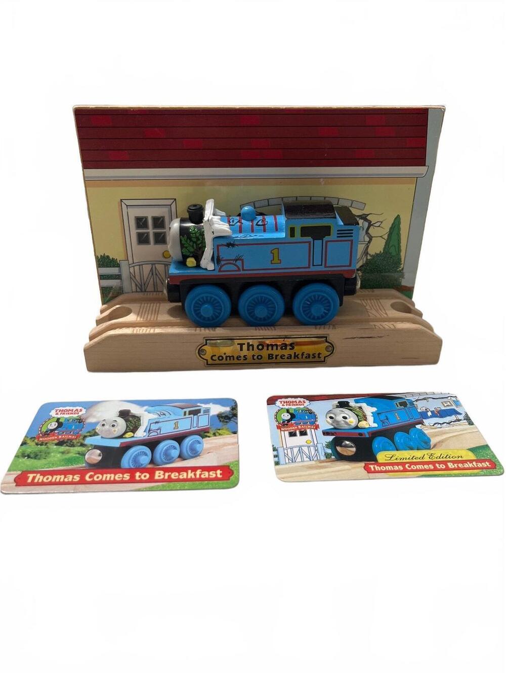 Thomas Comes to Breakfast Wooden Train Set with Display Track & Collector Cards